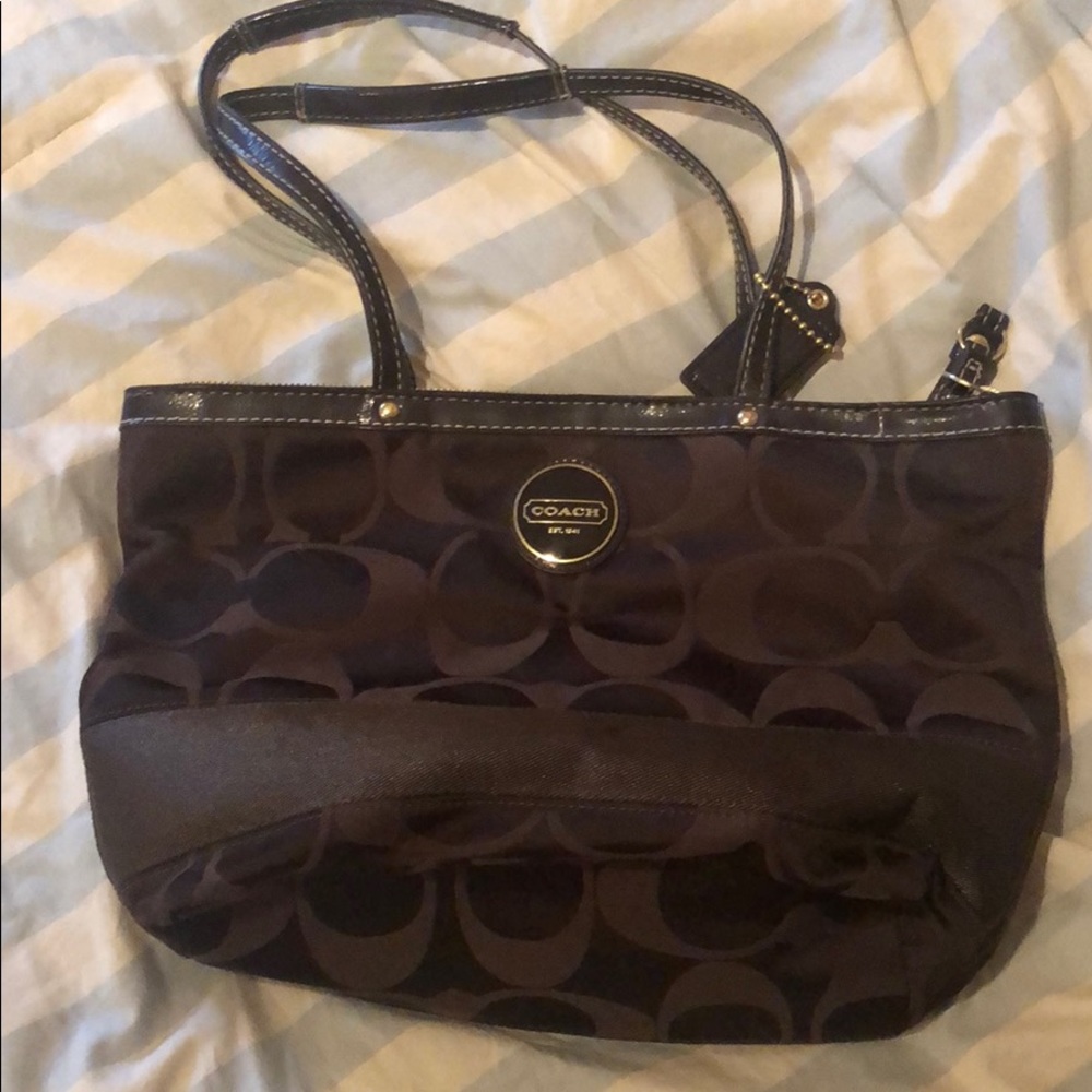Brown tote coach bag